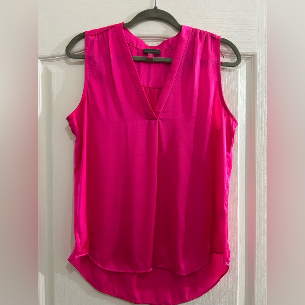 Vince Camuto Vibrant Pink V-Neck Blouse